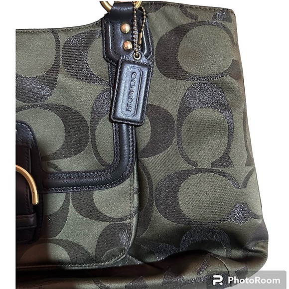 Beautiful COACH F1382-F26248 Campbell Signature Green Bag! - Picture 11 of 17